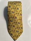 Hermes Tie 7720 OA Whimsical Garden Motif On Gold 100% Silk, Excellent Condition