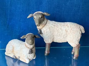Bambola vintage primitiva faccia montone nero pecora agnelli campana prato set di 2 ❤️i4 - Foto 1 di 9