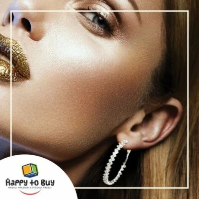 Orecchini da Donna a cerchio grandi pl.oro bianco 18 kt con zirconi Swarovski  - Immagine 1 di 3