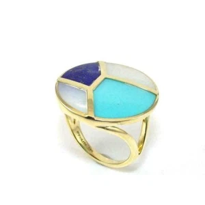 Ippolita 18K Yellow Gold Rock Candy Turquoise Lapis MOP Ring Size 7.5 - Picture 1 of 9