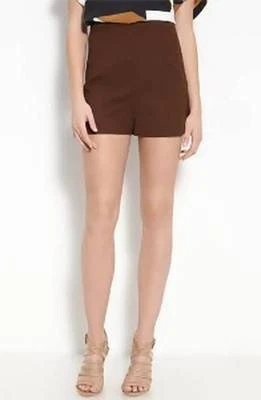 $175 Nuevo con Etiquetas Pantalones Cortos Diane Von Furstenberg Simca Cintura Alta Marrón Tabaco Foto 1 de 4