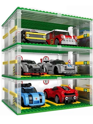 Building Blocks Garage DIY 3-Layer Display Case Car Parking Garage-without Cars - Image 1 of 4