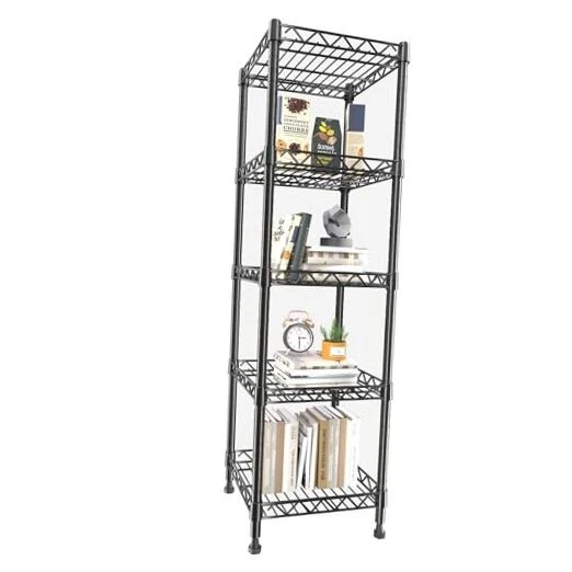 5 Tier Standing Shelving Metal Units Adjustable Height Wire Shelf Display Rack F