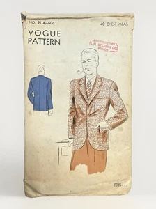 **RARE** Vintage Vogue Men's Jacket Pattern 4114 Sz 40 **UNCUT** 1950s **NR!** - Picture 1 of 6