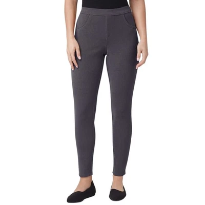 HUE Women's Soft Twill Jean Style Leggings sz M Medium Charcoal Gray - Image 1 of 4