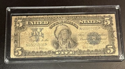 1899 $5 Silver Certificate - Indian Chief Note In Plastic Protective Display - Image 1 of 4