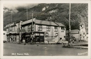 RPPC Skagway,AK Kirmses Gift Shop,Old Car Real Photo Postcard c1950s Alaska - Picture 1 of 5