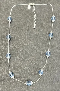 Premier Designs Faceted Blue Glass Station Necklace With Extender - Picture 1 of 6