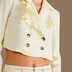 BNWT Free People Bennie Crop Blazer- Summer Top- Size Small - Yellow - Picture 1 of 11