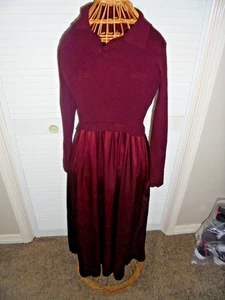 LONG BURGUNDY DRESS WITH SWEATER TOP = SIZE SMALL - Picture 1 of 3