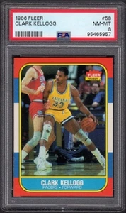 Tarjeta de baloncesto Clark Kellogg Fleer 1986-87 #58 graduada PSA 8 (casi nueva-como nueva) - Imagen 1 de 2