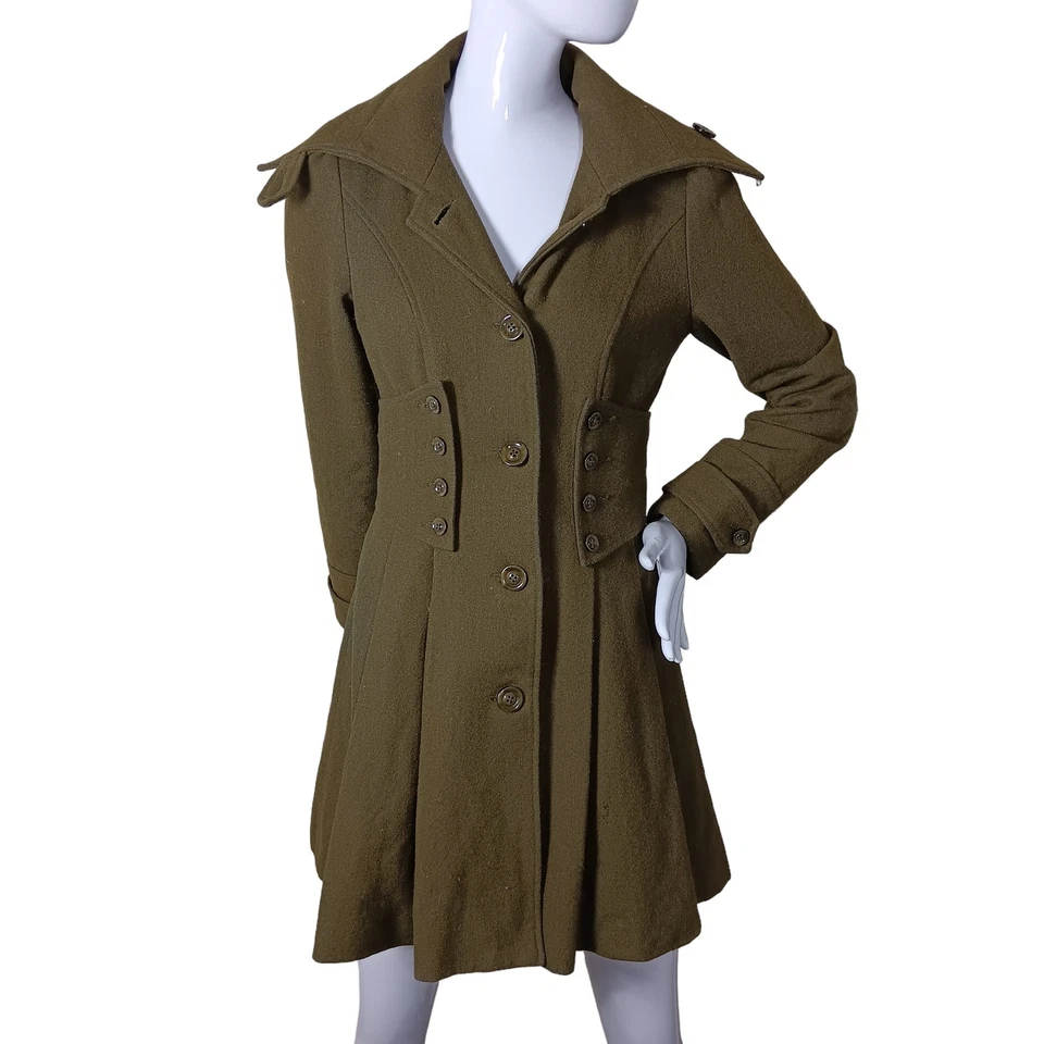 Anthropologie Azel Hazel Hazel Hazel Haze Midi Coat Size Small Moss Green  - Image 1 of 4