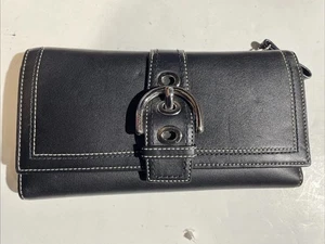 Coach SoHo schwarze Leder-Geldbörse mit Dreifachfaltung und silbernen Beschlägen - Bild 1 von 11
