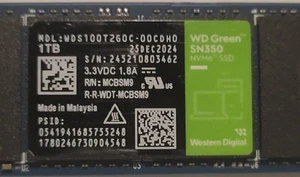 WD Green SN350 WDS100T2G0C 1 TB SSD M.2 2280 Internal PCI Express NVMe 3.0 x4 - Afbeelding 1 van 3