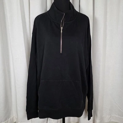 Sudadera Pullover Cuello Cuello Cremallera 1/2 Azul Marino Antigua Negra Para Mujer’s L Alta  Foto 1 de 4