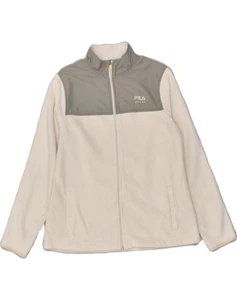 FILA Womens Fleece Jacket UK 14 Large White Colourblock Polyester AI37 - Picture 1 of 4