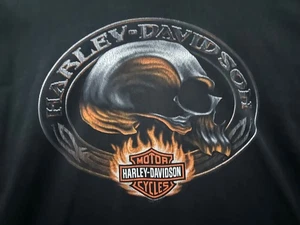 Harley-Davidson H-D T-Shirt Skull Flames Anaheim - Fullerton California 2007 - Bild 1 von 8