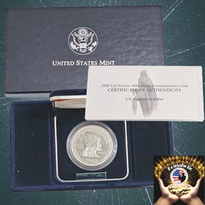 2000 Leif Ericson Viking Millenium Proof 90% Silver $1, With COA-OGP, Fast ๐ข - Picture 1 of 18