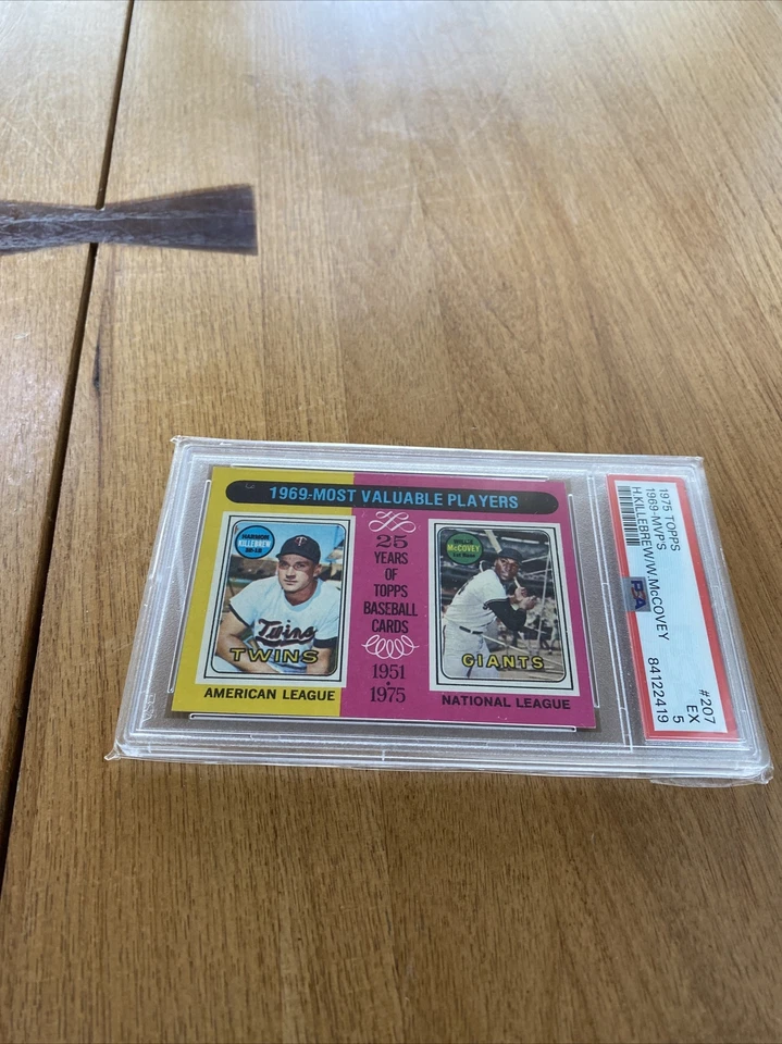 1975 Topps 1969 MVP Killebrew McCovey #207 PSA 5 - Image 1 of 2