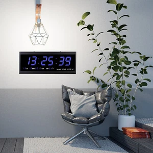 Orologio da parete digitale XXL grande LED con data temperatura sveglia 480x190x30 mm DHL - Foto 1 di 20
