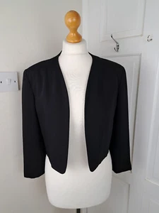 MONSOON schwarzer kragenloser Bolero/Cropped Jacke Größe 14 Anlass formell - Bild 1 von 5