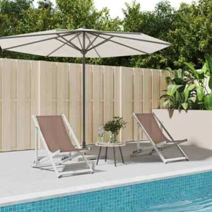 Strandstühle 2 Stk. Klappbar Braun Aluminium und Textilene - Bild 1 von 11