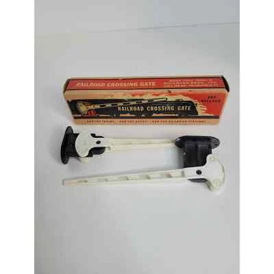 Vintage Toy Village Railroad Crossing Gate Model Train Toy Cars Railroad Station - Image 1 of 4