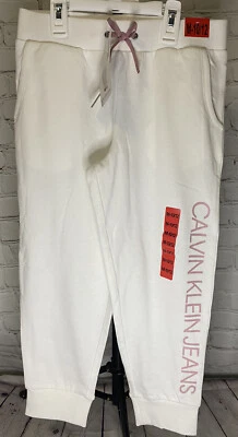 * Nuevo con etiquetas-Pantalones deportivos capri Calvin Klein para niñas grandes blancos/rosa talla M-10/12 Foto 1 de 4