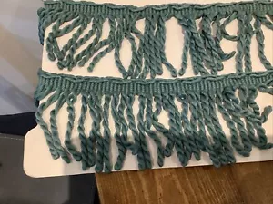 GREEN BULLION FRINGING Sage Green 11cm ( 4 “) X 2 Pieces ( I @ 1.5 Mt , 1 @ Mt - Picture 1 of 3
