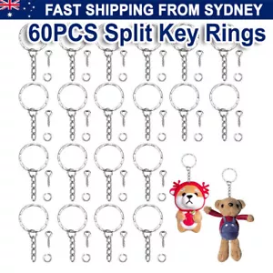 60 PCS Bulk Split Metal Key Rings Keyring Blanks With Screw Eye Pins DIY Jewelry - Picture 1 of 11