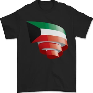 Curled Kuwait Flag Kuwaiti Day Football Mens T-Shirt 100% Cotton - Picture 1 of 99