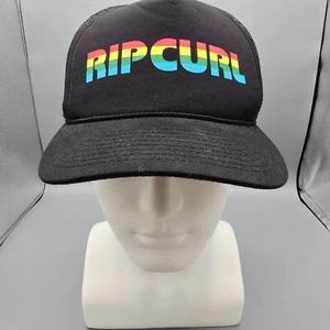 Rip Curl Rainbow Logo Black Snapback 100% Mesh Adjustable Cap Trucker Hat - Picture 1 of 11