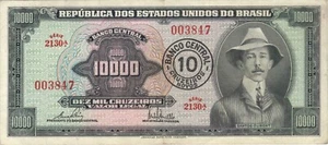 1967 10.000 CRUZEIROS BRASILIEN WÄHRUNG BANKNOTE GELD BANKRECHNUNG BARGELD 10000 - Bild 1 von 2