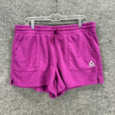 Pantalones Cortos Deportivos Reebok Mujer XL Púrpura Tiro Alto Cordón Algodón Bolsillos Informales Foto 1 de 4