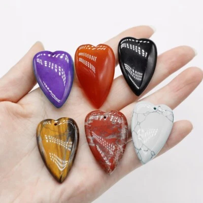 1 x großer Herz Anhänger 40 mm Naturstein Halbedelstein - Bild 1 von 4