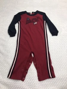 US Polo Assn 24 Meses Una Pieza Manga Larga Pantalones Mameluco Rojo Blanco Azul Bandera Usado en Excelente Condición - Imagen 1 de 4