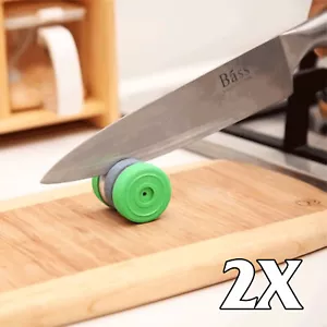 2X Mini Kitchen Stone Abrader 2 Grinding Wheels Sharpening Tool Knife Sharpener - Picture 1 of 4