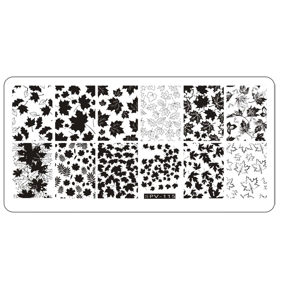 LOVENAILS Blätter Stamping Schablone SPV-115 Herbst Stempel Platte Nailart Ahorn Nagellack