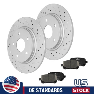 For Chrysler Town & Country Grand Caravan Rear Disc Rotors Ceramic Brake Pads - Image 1 of 4