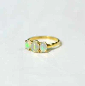 Anillo de ópalo natural, anillo de ópalo de fuego, anillo de ópalo apilado, anillo de ópalo de plata, anillo de ópalo - Imagen 1 de 7