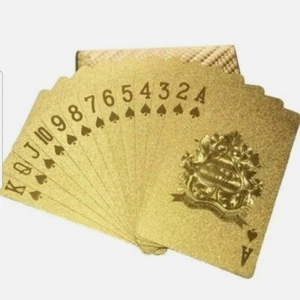 Carte da gioco oro plastica impermeabile mazzo carte oro lamina oro tasca magica - Foto 1 di 2