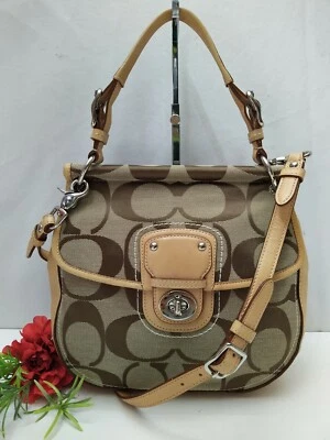 Coach Willis Brown Signature Canvas Tan Leather 65th Anniversary Crossbody Bag - Image 1 of 4
