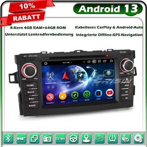 Radio de coche 8 núcleos 64 GB CarPlay Android 14 GPS Navi DAB + DVD Wifi para Toyota AURIS - Imagen 1 de 20