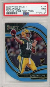 2020 Panini Select Field Level Jordan Love #347 Light Blue Prizm Die-Cut RC PSA9 - Picture 1 of 2