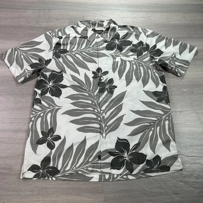 Camisa Quiksilver Waterman Para Hombre Grande Blanca Gris Hawaiana Floral Ajuste Cómodo Foto 1 de 4