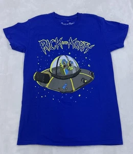 Rick and Morty Men's Spaceship Blue T Shirt Size Small Adult Swim - Picture 1 of 4