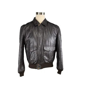 Chaqueta de Cuero A-2 De Colección Años 80 Ejército de los Estados Unidos Fuerza Aérea Tipo Marrón Pequeña - Imagen 1 de 13
