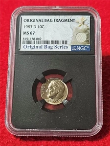 1983-D NGC MS67 Roosevelt Dime Original Bag Fragment Series              #T5625 - Picture 1 of 2