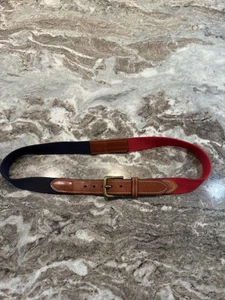 Cinturón De Colección TOMMY HILFIGER Surcingle Para Hombre 36 Rojo, Cuero Azul Marino Nº 3664 SA71 EE. UU. - Imagen 1 de 7