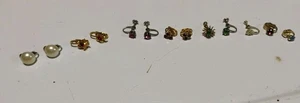 Vintage Retro Earring Lot 5 Pairs 5 Single Jewelry Clip-On Gold & Silver Tone - Picture 1 of 12